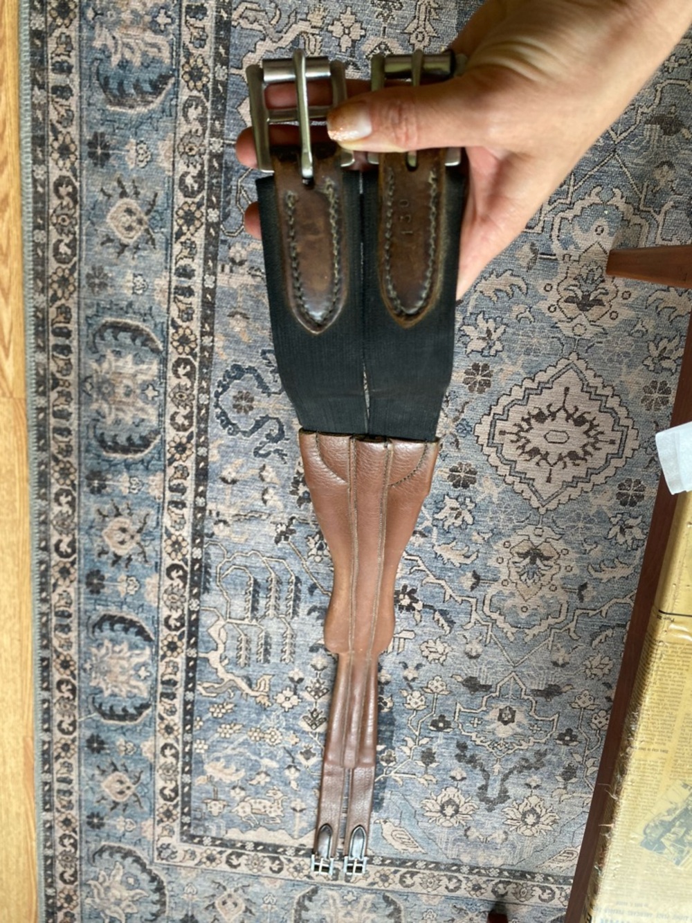 Brown Leather Elastic English Girth